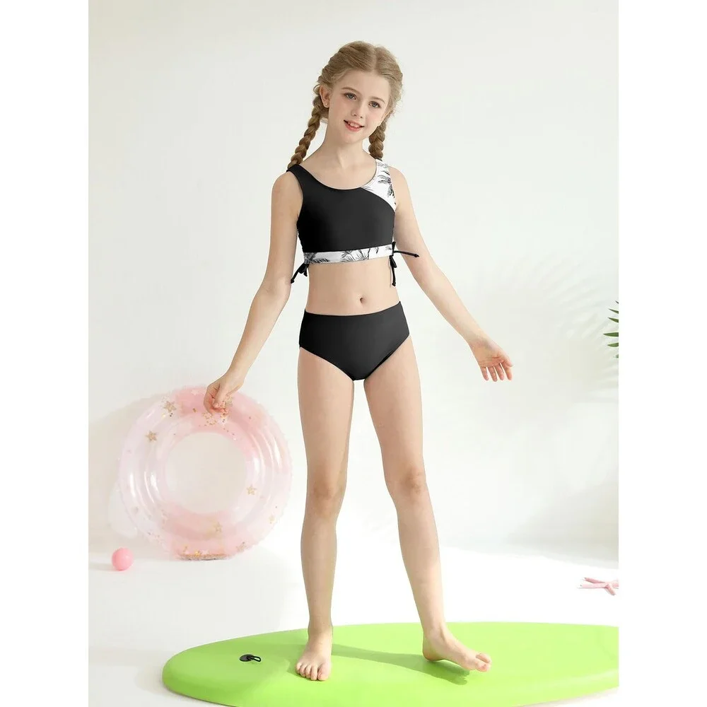 Girls' 3 Piece Bikini Bathing Suit Printed Sport Swimsuits Shorts Cove 11-12Y